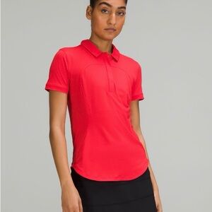 Lululemon Red Fitted Polo T-Shirt Short Sleeve